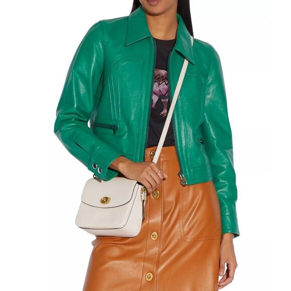 COACH Cassie 19 pebbled leather top handle small crossbody bag - White - Picture 2 of 14